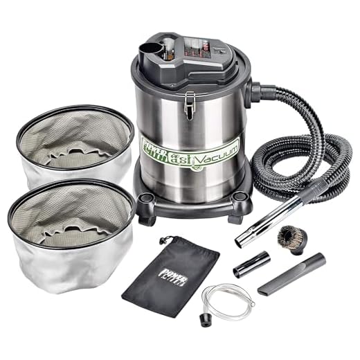 PowerSmith PAVC102 10 Amp 4 Gallon All-In-One Ash and Shop Vacuum/Blower with 10' Hose, Wheeled Base, Crevice Tool, Brush Nozzle, Pellet Stove Hose, 16' Power Cord, 1 1/4" Adapter, and 2 Filters