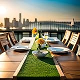 WALPLUS 78.7x13 Inch Artificial Grass Table Runners Synthetic Grass Table Runner Tabletop Decoration