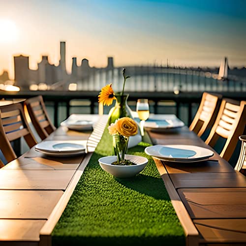 Walplus 78.7X13 Inch Artificial Grass Table Runners Synthetic Grass Table Runner Tabletop Decoration Spring Fall Summer Holiday For Wedding Party Birthday Easter Table Runner Artificial Grass #TOP16