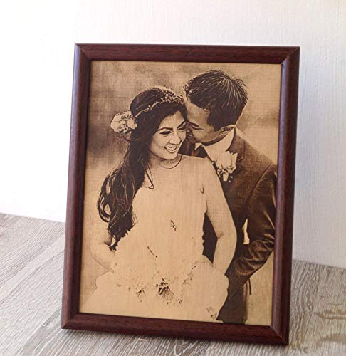 Engraved Photograph On Real Leather, 3Rd Wedding Anniversary Gift Idea, Custom Engraved Framed Picture, Leather Engraving, Unique Gift #TOP2