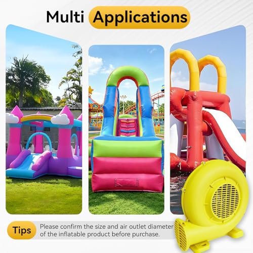 Image of Bounce House Blower, 480W 0.64HP Powerful Inflatable Air Blower Portable Air Blower for Inflatables, Bouncy Castle, Jumper, Water Slide, Leaf Blower Corded