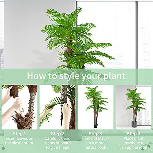 Anting 8.5Ft Artificial Palm Tree Triple Tropical Palm Artificial Plant Tree Outdoor Indoor In Pot Large Palm Plants For Living Room Front Porch Patio Pool Garden Home Office Decor Green #TOP7