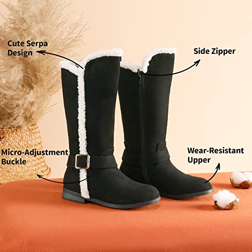 DREAM PAIRS Girls Boots Side Zipper Mid Calf Winter Boots(Toddler/Little Kid3