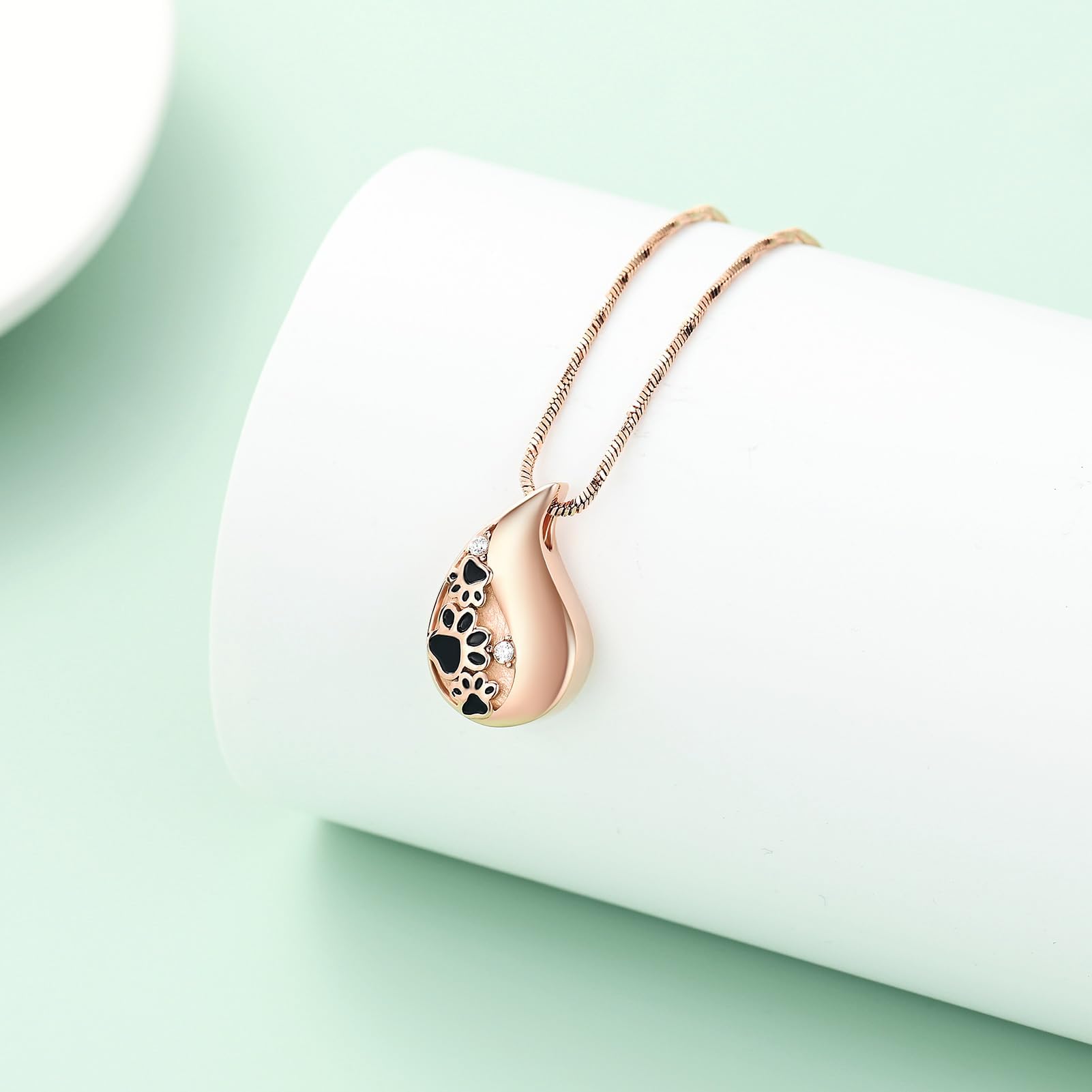 Urna Collana A Goccia Con Stampa Zampa - Ciondolo Per Ceneri Di Cane O Gatto, Gioiello Commemorativo Per Donne E Uomini - 11