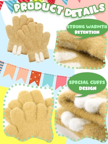 Image of SATINIOR 5 Pairs Kids Gloves Full Fingers Knitted Warm Gloves Winter Mittens for Little Boys and Girls Daily Supplies
