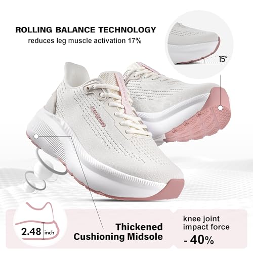 Image of JACKSHIBO Wide Toe Box Shoes Women Slip on Arch Support Sneakers | Running Athletic Walking Tennis Slip in Plantar Fasciitis Orthopedic Ortho Hands Free Shoes Zero Drop Cushion Thick Sole