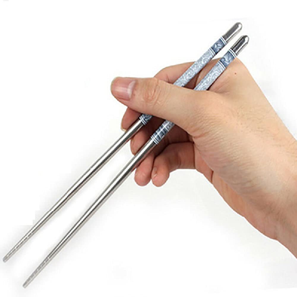 AKRIZA Stainless Steel Round Chopstick Reusable and Lightweight (1 Pair)
