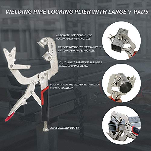 Monster & Master Welding Pipe Plier Clamp, Fast Release, C-Clamp Locking with Large V-Pads, 10 Inch, 1pcs, ATHUS-MM-WLP-S9 - Image 3
