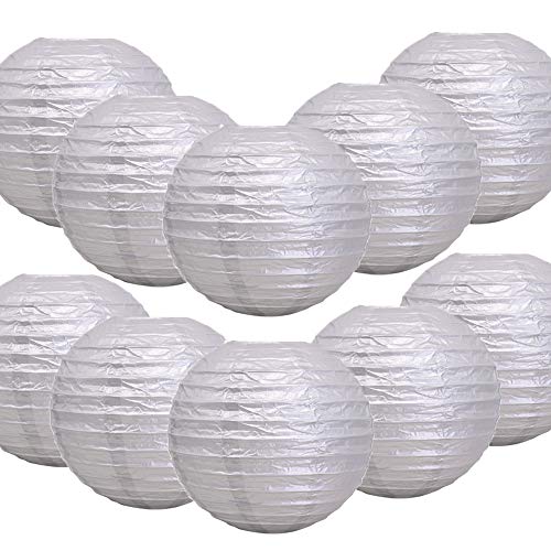 Time to Sparkle 10 Pack Tissue Paper Round Lanterns LampShade Lamp Shade Wedding Birthday Party Decoration | Metal Silver, 8(20cm) |