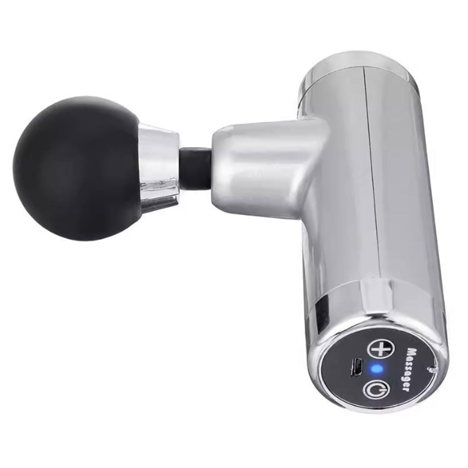 Portátil Pistola de masaje de plástico con 5 velocidades, masajeador de percusión inalámbrico compacto for cuerpo, piernas, hombros y espalda. poderoso(Silver)