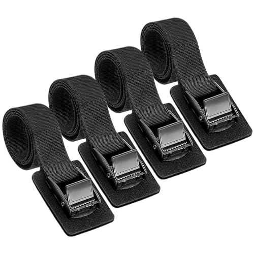 Aulese Lot de 4 Sangles d'arrimage, Noires, capacité de Charge de 250 kg, Sangles de Fixation avec Boucle en Acier Inoxydable, pour Voiture, Porte-vélos et Camping (4 Stück 40CM)