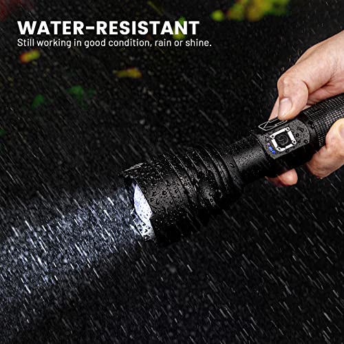 Rechargeable Led Flashlights 200000 High Lumens, Super Bright Powerful Flashlight With 5 Lighting Modes, Waterproof Handheld Flash Light For Hunting, Camping, Emergencies #TOP5