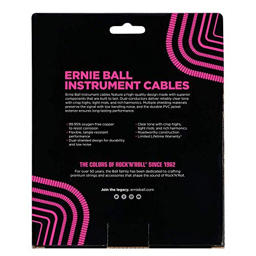 Ernie Ball Coiled Instrument Cable, Straight/Straight, 30ft, Black (P06044) - Thumbnail 2