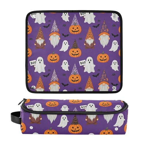 Bolsa de viaje para herramientas de cabello para mujeres con tapete resistente al calor y cierre impermeable con patrón de fantasmas de Halloween miniatura 3