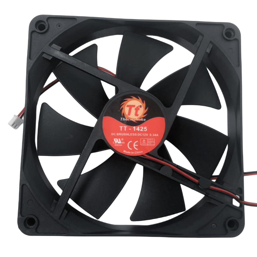 for TT-1425 12V 0.34A Fan - 14025 14CM 2-Wire Cooling Fan 140X140X25MM, Black