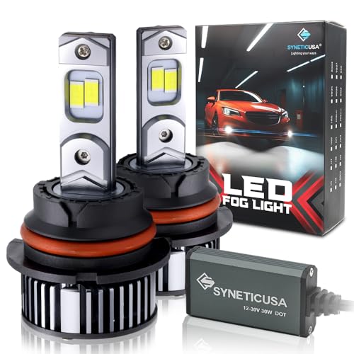 Syneticusa 9007 Light Bulbs 800% Super Brighter 6500K Driving Light Bulbs with Fan, Plug and Play, Off-Road Use or Fog Light, Pack of 2