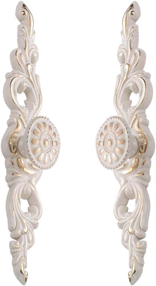 2Pcs Zinc Alloy Drawer Pulls White Vintage Kitchen Shabby Chic Cabinet Handles Decorative Door Pull and Handles for Dresser Vanity Nightstand Wardrobe Closet Cupboard (Sun,L)