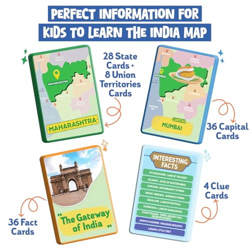 Image of Roll N Seek India Map - Educational Board Game & Puzzle | Learn Indian Sate, Capital and Interesting Facts| State Shaped Puzzle (72 pcs)| Return & Birthday Gift for Boys & Girls Age 6-12 yrs
