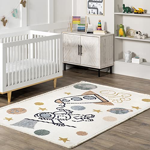 nuLOOM Caree Astronaut Kids Fringe Area Rug, 5' x 7'6
