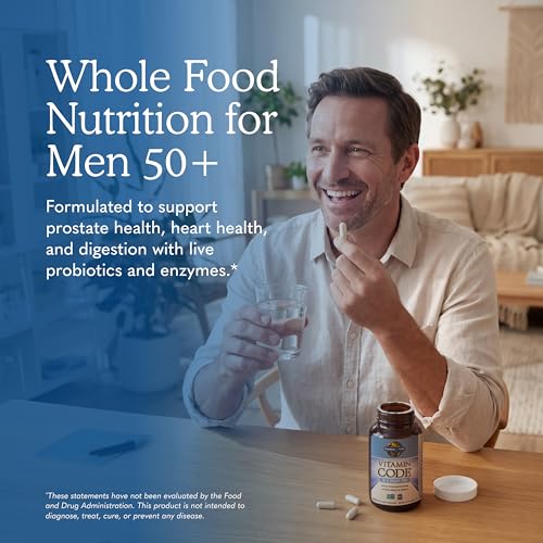 Garden of Life Vitamin Code Men 50 & Wiser Multivitamin, 120 Capsules | Multivitamin with Probiotics for Men Over 50 for Prostate Health, Heart Health, Energy and Vitality, Non-GMO - image 2