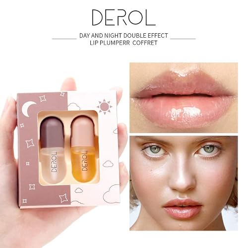Lip Plumper Set, Natural Lip Care & Enhancer Set By Green Hills, Day & Night Serum, Softer Bigger Fuller Lips By Natural Lip Enhancer, Lip Mask, Lip Gloss, No Chapped Lips #TOP3