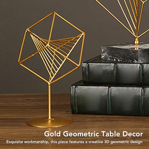 Escultura Geométrica, Decoração de Mesa Geométrica Em Ferro 3D Dourado Ornamentos Decorativos de Mes