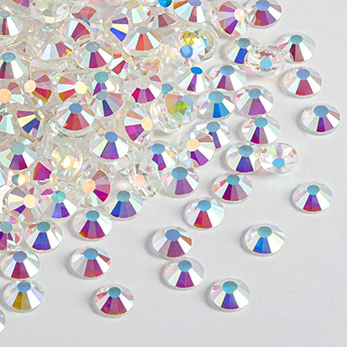 Image of Beadsland 2880pcs Flat Back Crystal Rhinestones Round Gems for Nail Art and Craft Glue Fix, Transparent AB,SS3,1.2-1.4mm