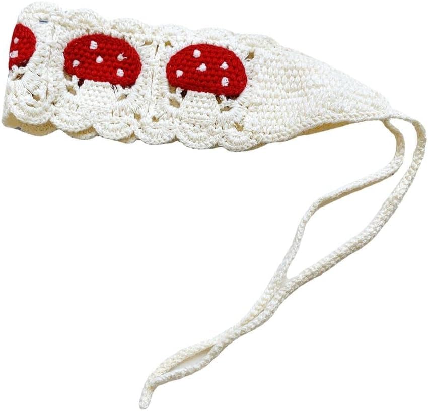 Miniatura 5 de Katartizo Diadema negra, diadema con patrón de hongos, banda de pelo de ganchillo dulce, accesorios para el cabello con diadema linda, diademas para