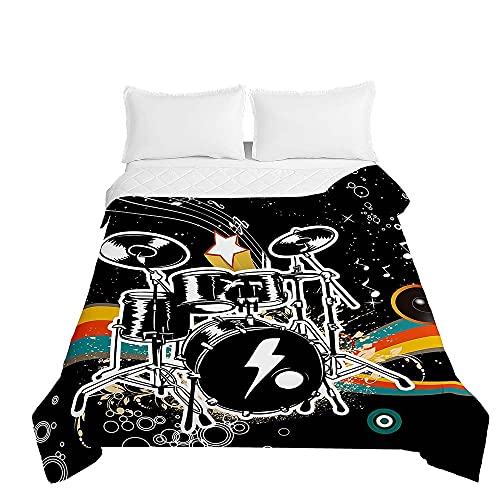 Chickwing Colcha de Verano Cubrecama Colcha Bouti, 3D Kit de Batería Estampada Edredón Manta de Dormitorio Suave Ligero Colchas para Cama Infantil Individual Matrimonio (Galaxia,200x230cm)