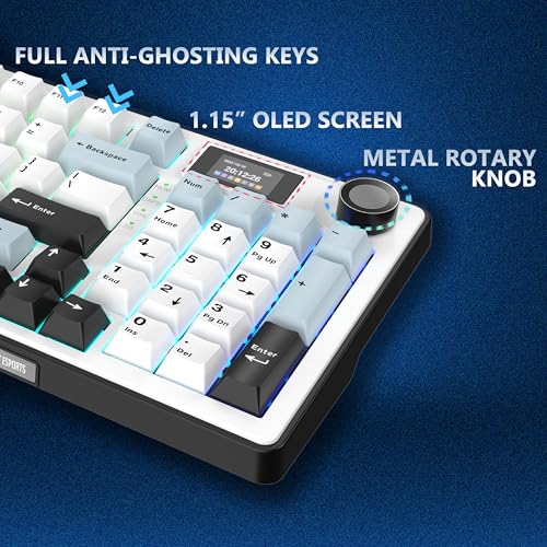 Image of Ant Esports Apex 300 Tri-Mode (2.4GHz-BT-Wired) 5Layer Gasket Mount Mechanical Keyboard, 95Key Anti-Ghosting + Knob, OLED Display, RGB, KTT Hot-Swap Switches,1000Hz Polling, 4000mAh for PC Mac Laptops