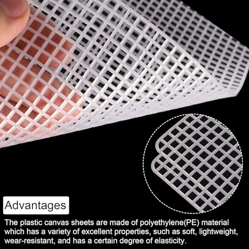 Image of MECCANIXITY 4Pcs Plastic Mesh Canvas Sheet 4 Count 36 cm / 14.2 inch for Crochet Bag Making Cross Blank Canvas for Embroidery Needlepoint, Bag, Knit Crochet Mesh, White