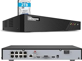 4K 8CH NVR with Pre-Installed 2TB HDD, 8 PoE Port up to 8 * 4K/8MP IP Cameras, 8 Channel Network Video Recorder Compatible with Hikvision/Hikvision OEM/HITOSINO Cameras, H.265+, IVMS4200/Hik -Connect