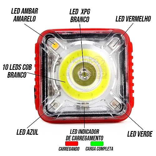 Lanterna Cabeça Led Recarregável USB Corrida Pesca 10 Funções Manutenção Aventura