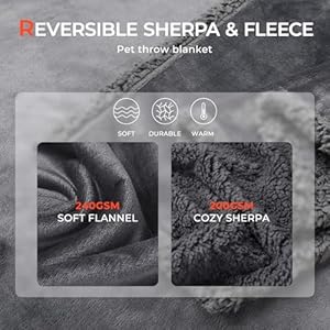   LINENLUX-Large-Dog-Blankets-Waterproof-Couch-Cover-for-Bed-Pet-Washable-Thickened-Furniture-Protector-Sherpa-Fleece-Reversible-Grey-65-x-57