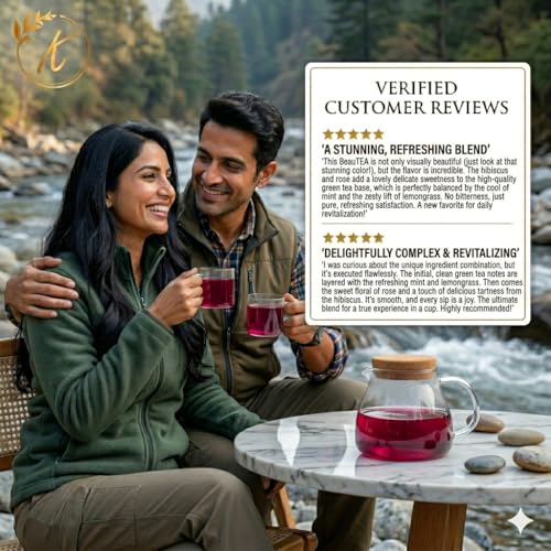 Image of Kangra Tea House Organically Grown Hibiscus Rose Green Tea for Hair & Skin Detox | Wellness Tea for Improved Digestion | Richest Source of Antioxidants - BeauTEA | 100g = 60 Glasses