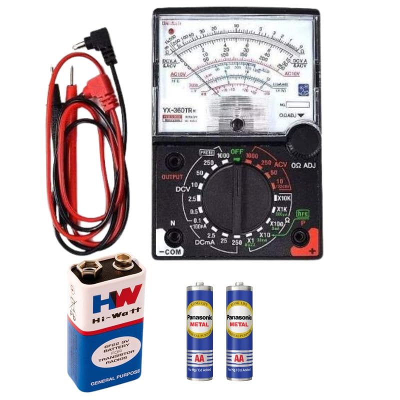 Analog Multimeter Plastic Gauge Shell AC DC Volt Ohm Current Testing Mutimeter Electrical Pointer Multitester YX-360TRELB For Measuring Resistance, Voltage, Transistor etc.