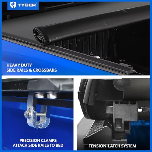 Image of Tyger Auto T1X Soft Roll-Up in Fabric Truck Bed Tonneau Cover Compatible with 2024-2025 Ford Ranger | 5' (61 inch) Bed | TG-BC1F9205X