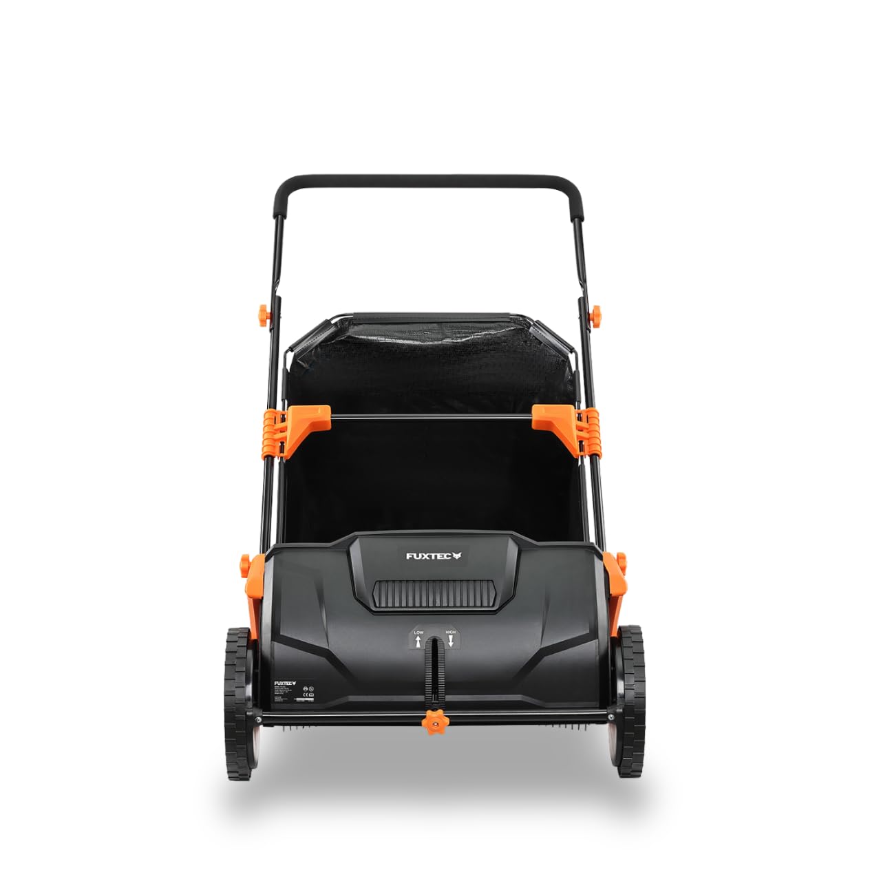 FUXTEC Carrito recogedor de Hojas y césped FX-LS52 • 530 mm Ancho de Trabajo • Altura Regulable 0-40 mm • Bolsa colectora 100 L • Diseño Ligero y ergonómico 6,5 kg