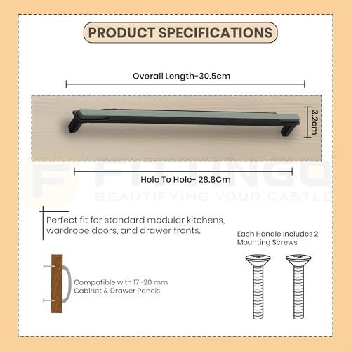 Image of 12 Inch Premium Cabinet Handles Zinc Alloy Material, 1341 Graphite Grey with Black, Durable Drawer Pulls for Kitchen Cabinets, Cupboards, Wardrobes & Furniture Hardware - Pack of 4