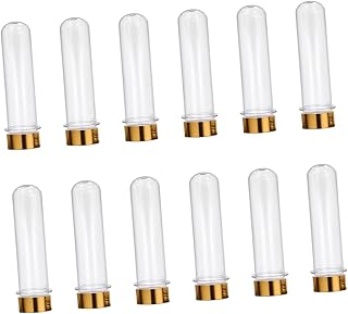 Beaupretty 12Pcs 40ml Plastic Test Tube Bottles Lids Multipurpose Storage Tubes for Candy Bath Salts and USB Cables for Crafts and Organization