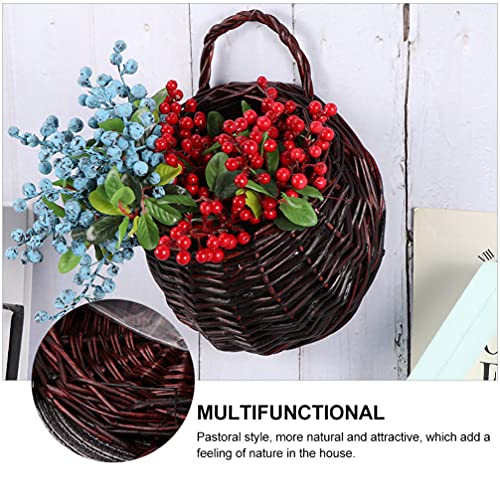 Cabilock 2Pcs Woven Hanging Planter Wall Fence Rattan Basket With Liner Wicker Flower Pots Decoration For Indoor Outdoor Flower Arrangement (M+ S) #TOP6