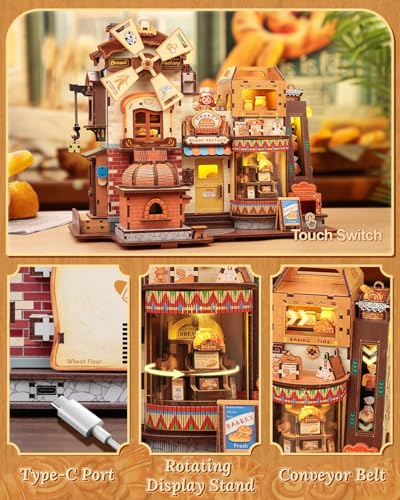 Miniatura 3 de Cutebee Maqueta De Madera 3d Caja De Música - Kit Diorama Diy Con Led, Niebla Atomizada, Type-C Y Rotación 360 Decoración Hogar, Regalo Para 14 Años Y Adultos Bread Factory