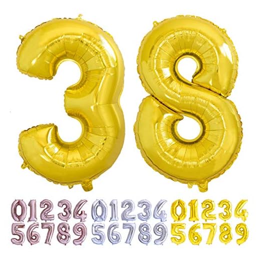 Globo numero 38 o 83 oro. Globos Gigante números 3 8 fiestas cumpleaños decoración fiesta aniversario boda tamaño grande 70 cm con accesorio para inflar aire o helio