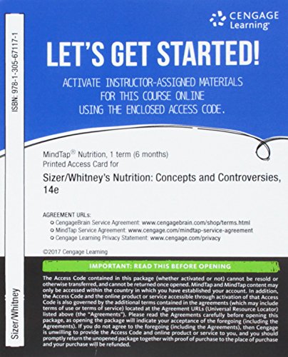 MindTap Nutrition, 1 term (6 months) Printed Access Card for Sizer/Whitney's Nutrition: Concepts and Controversies, 14th