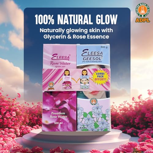Image of Eleesa Premium Skincare Combo Pack, Eleesa Rose Water 500ml with Eleesa Geesol Glycerin Pack 500g with Dispensor