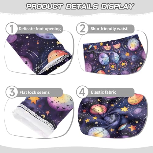 ALAZA Purple Star Solar System Planet Girls Leggings Ankle Length Basic Leggings Stretchy Pants for Yoga Dance3
