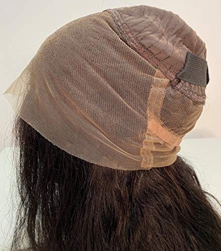 Peruca humana full lace 360 volumosa ondulada castanha 65cm