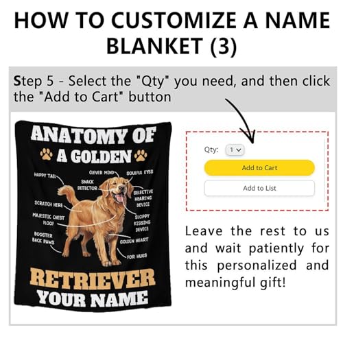 Custom Golden Retriever Blanket for Girls, Boys - 40x50 Inches Crib Size - Soft Fluffy Cozy Blankets Gift - Black Novelty Blanket for Travel, Office