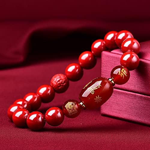 Bracelet cinnabar feng shui avec perles d'agate rouge, cadeau spirituel de protection