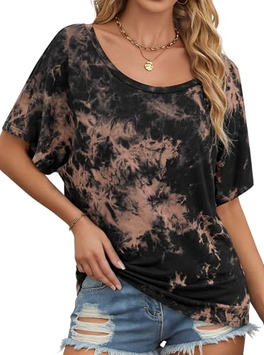 Image of Hilinker Womens Sexy Off The Shoulder Tops Short Batwing Sleeve T Shirt Oversized Casual Tee